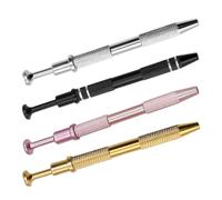 4 Piezas Herramienta de Recogida de Joyas de 4 Puntas, Aluminio | Pinza Fina Agarre Seguro, Mango Tipo Bolígrafo y Doble Uso, para Componentes Electrónicos y Manualidades