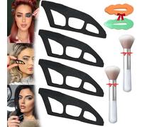 4 piezas Herramienta De Sombra De Ojos De Eyetour,Eyetour Lavable Reutilizable Sombra De Ojos Asistente Con Pincel Maquillaje Aplicador,GuíA De Sombra De Ojos Eye Tour,Plantilla Sombra Ojos Para Mujer