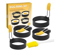 4 piezas Hueveras antiadherentes de acero inoxidable, Ideales como moldes para huevos fritos, Molde antiadherente para tortitas, Molde para huevos, Molde para huevos fritos con mango plegable