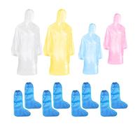 4 Piezas Impermeables Portátiles Con 4 Pares De Cubierta Larga, Capas De Lluvia Impermeables Para Adultos Y Niños, Coloridos Impermeables De Protección Integral Para Camping, Exterior, azul, 30-40