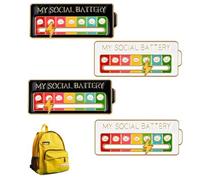 4 Piezas Insignia De Pin De Batería Social, My Pin Social Battery Broche Divertido Para El Estado De Ánimo Social Durante 7 Días, Insignia De Batería Social Deslizante Para Autoexpresión Accesorio