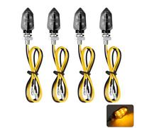 4 Piezas Intermitentes Moto, 12V Mini Indicadores Universal, con 5 Leds Súper Brillantes Ámbar, Indicadores de Dirección Motores y Scooters, Impermeables IP65, Con Rosca M8 para Instalación Fácil