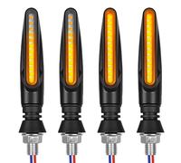 4 Piezas Intermitentes Moto Homologados LED 12V Secuenciales, Luz Estroboscópica Impermeable Universales 9 LED Ámbar IP67 M10, Intermitentes Motobicicleta LE D para Scooter Moto Bicicleta Coche