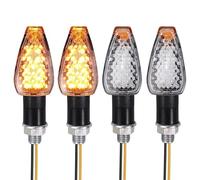 4 Piezas Intermitentes Moto Homologados, Piscas Moto LED 12V, Señales de Giro Ámbar con 14 LED Súper Brillantes, Luces Direccionales al Agua para Scooter Quad Cruiser Off Road con Rosca Estándar 10mm