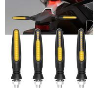 4 Piezas Intermitentes Moto Universal, 12V 12LEDS Modo de Flujo Impermeable | Intermitentes para Motocicleta Ámbar para Scooter Quad Cruiser Off Road con Tuerca M10, Lámpara Indicador Señal Giro