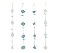 4 Piezas Juego de Cuadros Náuticos Costeros para Colgar, Fotos | Madera y Cuerda de Yute, Instalación Sencilla, para Reuniones Familiares y Decoración Estacional
