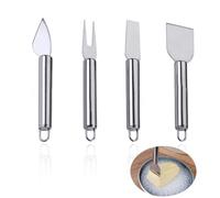 4 piezas juego de cuchillos para queso para diferentes de queso,cuchillo para queso blando y queso duro con tenedor para fijar,cuchillo para queso
