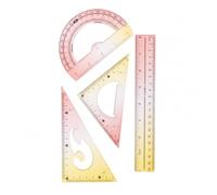 4 Piezas Juego de reglas,conjunto de regla set reglas escolares de geometría para el maestro estudiante de la escuela (Rojo-Amarillo Degradado)