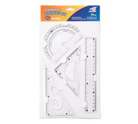 4 Piezas Juego de reglas,conjunto de regla set reglas escolares de geometría para el maestro estudiante de la escuela (Transparente)