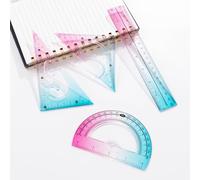 4 Piezas Juego de reglas,conjunto de regla set reglas escolares de geometría para el maestro estudiante de la escuela (Rojo-Azul Degradado)