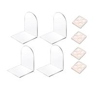 4 Piezas Juego de Sujetalibros, Sujeta Libros Acrilico Transparente, Sujetalibros Antideslizante, Sujetalibros de Servicio Pesado para Estantes, 12 * 12 * 17.5CM Soporte Libros Estanteria