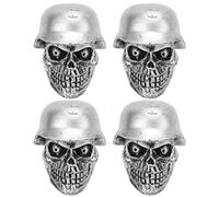 4 Piezas/juego de Tapas de Válvula de Neumático, KIMISS Tipo Calavera Tapas de Vástago de Válvula de Neumático con Anillo de Goma Universal para Coches, Bicicletas, SUV, Camiones,(Plata)