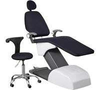 4 Piezas/Juego Funda Protectora Impermeable Elástica PU Cuero, Fundas Para Sillas Dentales, Juego Asiento Dental, Funda Sillón Dental, Dental Cubierta Asiento Silla Reposacabezas Respaldo(Color:Negro)