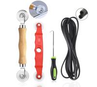 4 Piezas Juego Herramienta De Rodillo De Pantalla,Moustiquaire de Fenetre Outils de Remplacement,22cm Screen Window Spline Roller con Mango de Madera,Accesorios de Protección Contra Moscas Para