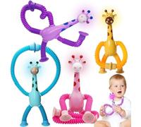 4 Piezas Juguete de Jirafa Telescópico,Juguete Sensorial de Jirafa,Ventosa telescópica Jirafa Juguete, Educativos De Descompresión para Niños y Adultos