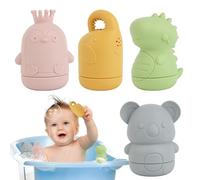 4 Piezas Juguetes Bañera para Bebe, Juguete de Baño Silicona, Juguetes Montessori Bebes 1 Años, Estimulación Sensorial, Juguetes Educativos para Niños 6 9 12 Meses 1 2 3 Años