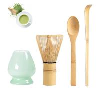 4 Piezas Kit Batidor Matcha Bambú Natural con Cuchara & Soporte Cerámica, Accesorio Ceremonia Matcha Preparar Japonesa, Set Herramientas Té Fabricación Tradicionales para Regalos Cumpleaños, Navidad