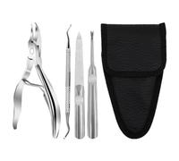 4 Piezas Kit de Manicura de Acero Inoxidable Plata, Corte Rápido | Salón y Bricolaje en Casa, Recorte de Canal Ungueal, Lima Doble, Juego para Amigos y Seres Queridos