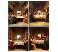 4 Piezas La última cena Diamond Painting, 5D Diamond Painting Kit Completo, Manualidades Adultos DIY Cristal Pintura de Diamante Para, Paintings Para Decoración de Pared del Hogar Regalo 60x80cm O1152