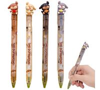 4 Piezas Legami Bolígrafo Gel Kawaii Cartoon Gato Negro Gris Azul Naranja Amarillo 0.5Mm, Material Escolar Oficina Regalo Con Writing Grips Diseño Lindo