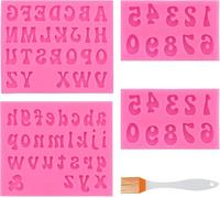 4 Piezas Letra Número Moldes De Silicona,Moldes Alfabeto Chocolate Candy Decoración,Molde Silicona Para Chocolate,Reposteria,Fondant,Horno,Gelatina,Galletas