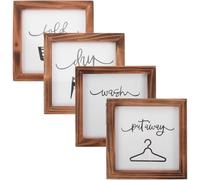 4 Piezas Letrero Decorativo de Pared de Madera Rústica