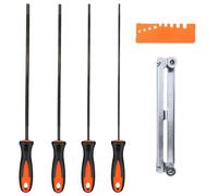 4 Piezas Lima Afilar Motosierra, Fácil de Usar, Afilador de Motosierra, con Ayuda para Limar Calibre de Comprobación Rápida, Lima para Motosierra, para Sierras Eléctricas de Bricolaje (Negro)