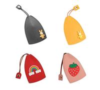 4 piezas lindo creativo extensible llavero con funda de piel sintética de dibujos animados - Llavero de gran capacidad para llaves de coche