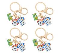 4 Piezas Llavero de Balón de Fútbol Metálico para Aficionados | Mini Campo y Colgante de Uniforme, Recuerdo para Torneos, Mochilas y Encuentros de Fútbol