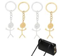 4 Piezas Llavero de Cara Sonriente Divertido con Dedo de Lengua de Signos, Llavero Lindo para Bolso, Coche y Regalo Personalizado
