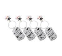 4 Piezas Llavero de Graduación 2025 Gorro, Acero Titanio, 50x28 MM | Recuerdo de Fiesta, Uso como Llavero, Color Plata, Diseño Creativo y Resistente al Desgaste