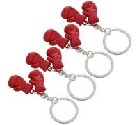 4 Piezas Llavero de Guante de Boxeo 3d de Metal Rojo para Llaves | Adorno Mini Multifuncional, Estilo Llamativo, para Bolso, Mochila, Coche y Club de Fitness