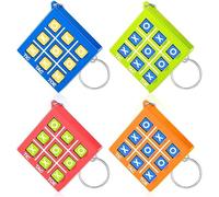 4 Piezas Llavero Juegos de Mesa para Niños, Tres en Raya Niños de Llavero de Plástico para Mochila Clip Regalos Cumpleaños Niños Colegio, Juegos Familiares para Educación