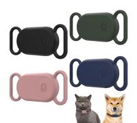 4 Piezas Localizador de Mascotas Funda Protectora Antipérdida,Collar para Perro Gatos Antipérdida para Samsung Galaxy SmartTag 2 Adecuado para Posicionamiento De Mascotas(Negro/Azul/Verde/Rosa)