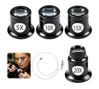 4 Piezas Lupa Relojero 5X 10X 15X 20X Lupa Monocular con Soporte de Alambre | Herramientas Relojero Aumento para Reparación Reloj Joya Moneda Sello Antigüedad Piedra Preciosa Componente Electrónico