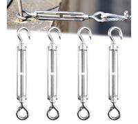 4 Piezas M6 Tensores de Alambre Inoxidable, Ajustable Tensor de Gancho y Ojo, Tensores para Toldos, Tensor Cuerda Tendedero, Tensor Cable Acero para Vallas de Jardín y Soporte para Plantas