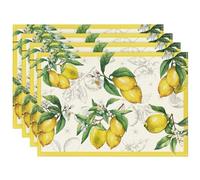 4 Piezas Manteles Individuales De Lino Manteles Individuales Lavables Manteles Individuales De Limón Mantel Individual De Frutas Tropicales para El Hogar Restaurante Mesa De Comedor Fiesta 30x45cm