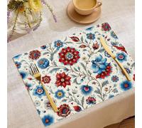 4 Piezas Manteles Individuales Flores,India Arte Mantel Individual 30 x 45 cm,para Decoración de Cocina Fiesta