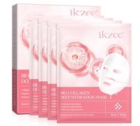 4 Piezas Mascarilla Facial, Bio Collagen Deep Hydration Mask, Reduce Líneas Finas y Arrugas, Minimiza los poros, mejora la elasticidad, Mascarilla de Hidrogel Calmante e Hidratante de Noche