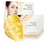 4 Piezas Mascarilla Facial de Colágeno Hidratante, Gold Mascarilla Facial de Hidrogel Nocturna, Daily Care Mask, Hidratante e Iluminadora, Reduce Arrugas, Elasticidad y Firmeza, Esenciales de Viaje