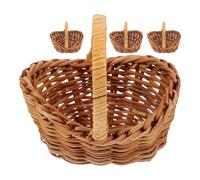 4 piezas Mini cestas Accesorios pequeños Cestas de flores ratán tejidas for niñas Almacenamiento en miniatura