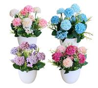 4 Piezas Mini Ecologización Artificiales Crisantemo Bola Macetas Plantas Flores en Maceta Falsas Plásticas Pequeñas Artificiales Verde Plantas para Interior Exterior Flores DIY Decorativas(4 Colores)
