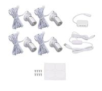 4 Piezas Mini Foco Regulable Luz de Arte Alimentada por USB Mini Luces de Acento LED Ajustables Foco de Armario 5 V para Vitrinas de Porche Gabinetes de Joyería Canales de (SILVER)