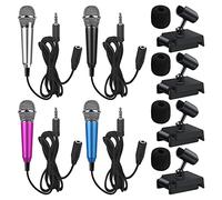 4 Piezas Mini Microfono Asmr Portátil, Mini Micrófono para Teléfono Móvil, Micrófono Pequeño con Soportes, Mini Micrófono de Karaoke para Teléfono Móvil Ordenador Portátil