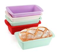 4 Piezas Molde Bizcocho Silicona Rectangular, Molde de Pan de Silicona,Mini moldes para pan,moldes pequeños para hornear, moldes rectangulares para hornear, moldes para Horno, Freidora de Aire