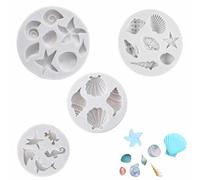 4 Piezas Molde Conchas Del Mar Moldes de silicona con temática marina 3D Marina Animales Moldes Silicona Para Gelatina,Chocolate,Pudding,Decoracione Tarta