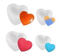4 Piezas Molde de Silicona de Corazón, 3D Corazón Silicona Jabón Molde, 3D Molde Silicona Velas de Corazón, Molde Velas de Silicona en Forma de Corazónpara Fragancia, Jabón