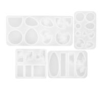 4 Piezas Molde de Silicona, Dijes Colgantes para Artesanía | Fácil Desmolde, Blanco, para Talleres Creativos, Flores Secas, Pigmentos, Brillo, Cuentas y Perlas