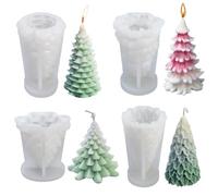 4 Piezas Molde de Vela de Árbol de Navidad 3D Molde de Resina Epoxi para Árbol de Navidad Moldes de Silicona para Velas para Velas Perfumadas de Bricolaje Jabón Manualidades