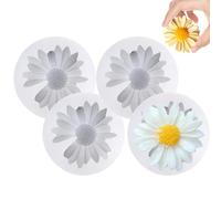 4 Piezas Moldes para Velas en Forma de Margarita, 6,9 x 1,8 cm Moldes de Silicona con Diseño de Margaritas, Molde Silicona para Velas Margarita 3D, Daisy Flower Resin Mold Silicone para Pasteles
